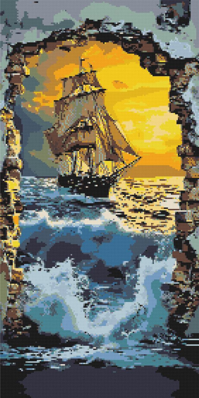 Алмазна мозаїка Корабель у морі 40*80 см Орігамі (OD5119), фото 1