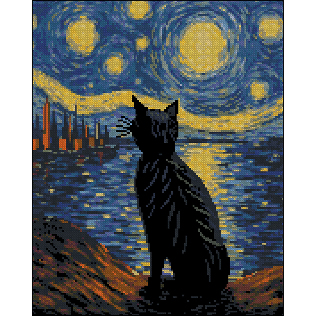 Алмазна мозаїка Зоряний кіт без підрамника 40х50 см Strateg (ZAV4050-5), фото 1