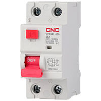 ПЗВ CNC YCB9RL-100 25А 1Р+N 6кА 30мА (Б00039034) на DIN-рейку, електромеханічний, 2P