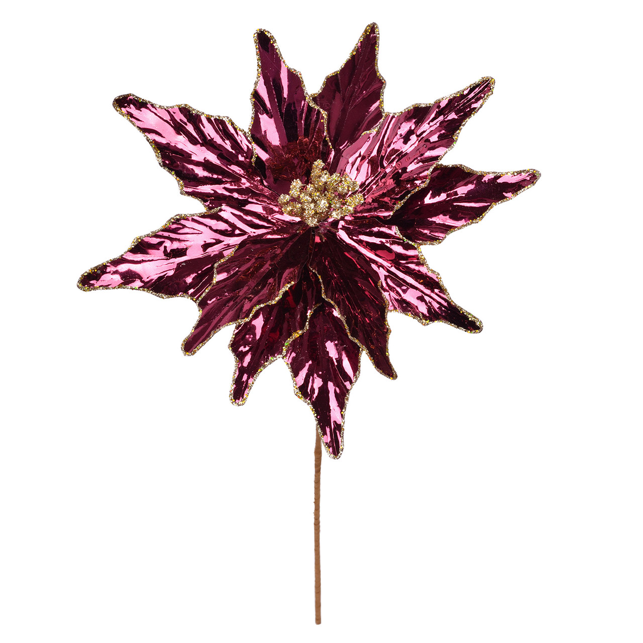 Квітка декоративна Yes! Fun Пуансетія бордо фольга 28см (974978), фото 1