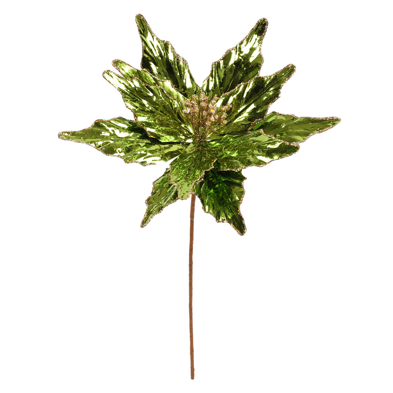 Квітка декоративна Yes! Fun Пуансетія темно-зелений фольга 28см (974979), фото 1