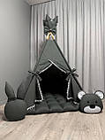 Вігвам для дітей Графіт 17 БОНБОН з Кошиком Повний комплект, вігвам для хлопчика, вігвам для дівчинки, дитячий вігвам, вігвам, фото 2