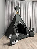 Вігвам для дітей Графіт 17 БОНБОН з Кошиком Повний комплект, вігвам для хлопчика, вігвам для дівчинки, дитячий вігвам, вігвам, фото 4