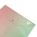 Папка-конверт YES А4 на кнопці Fusion рожево-зелена (492291), фото 2