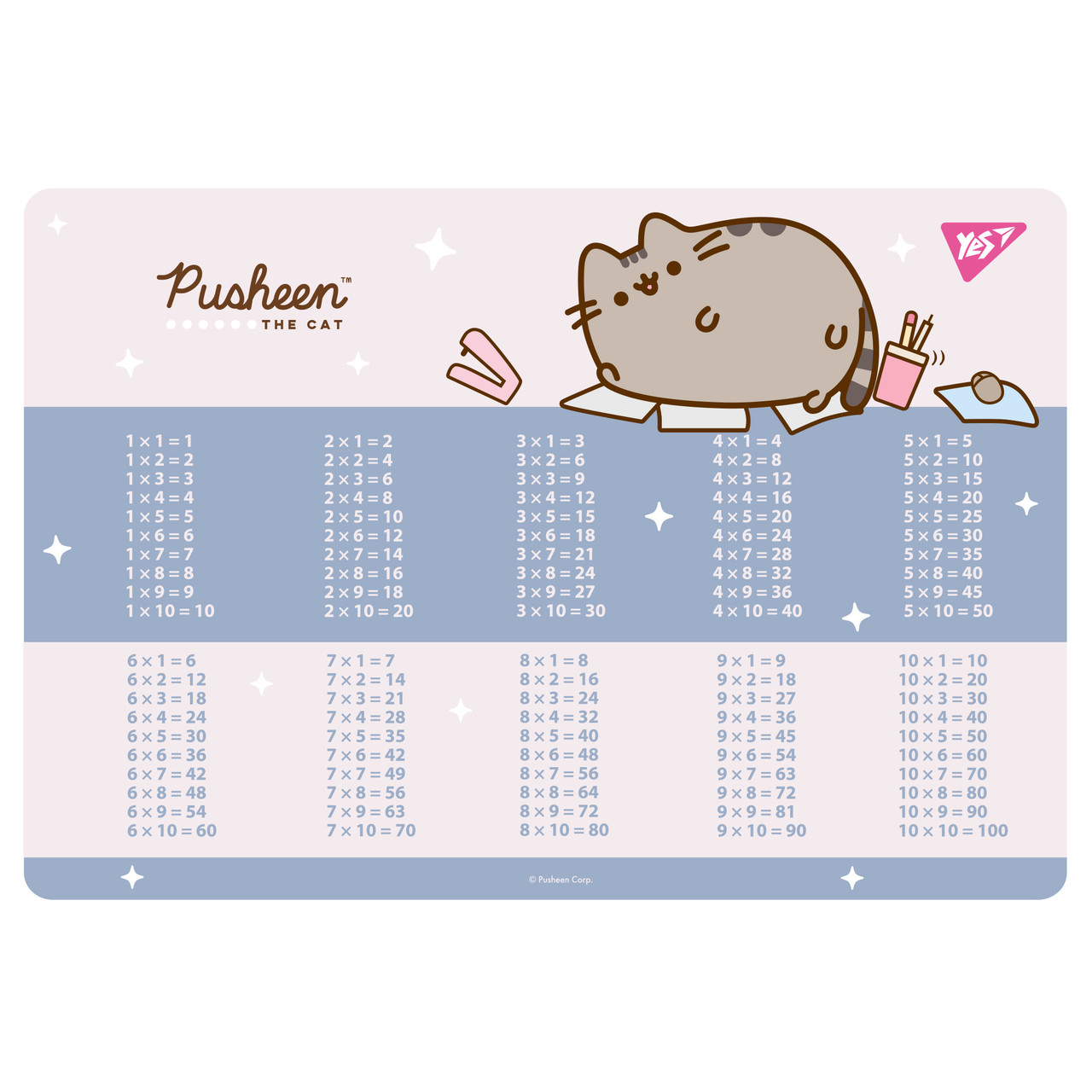 Підкладка пластикова для столу Yes Pusheen таблиця множення, рожева (492323), фото 1
