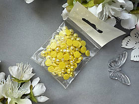 Напівнамистини глянець 8 мм, 100 шт/уп, АВ жовтого кольору