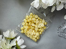 Напівнамистини глянець 8 мм, 100 шт/уп, жовтого кольору