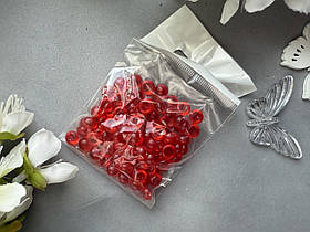 Напівнамистини прозорі 8 мм, 100 шт/уп, червоного кольору