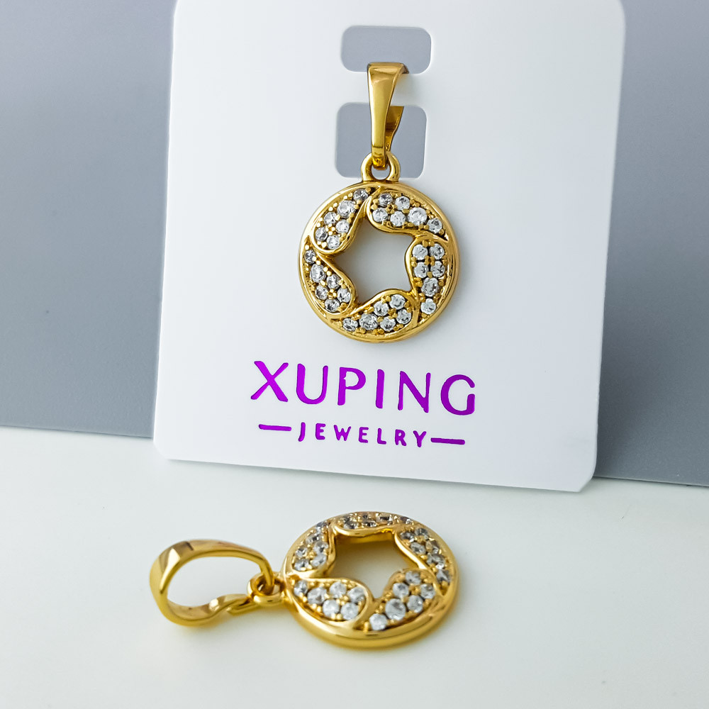 Кулон Класика з розсипом камінчиків, медзолото Xuping 18К, фото 1