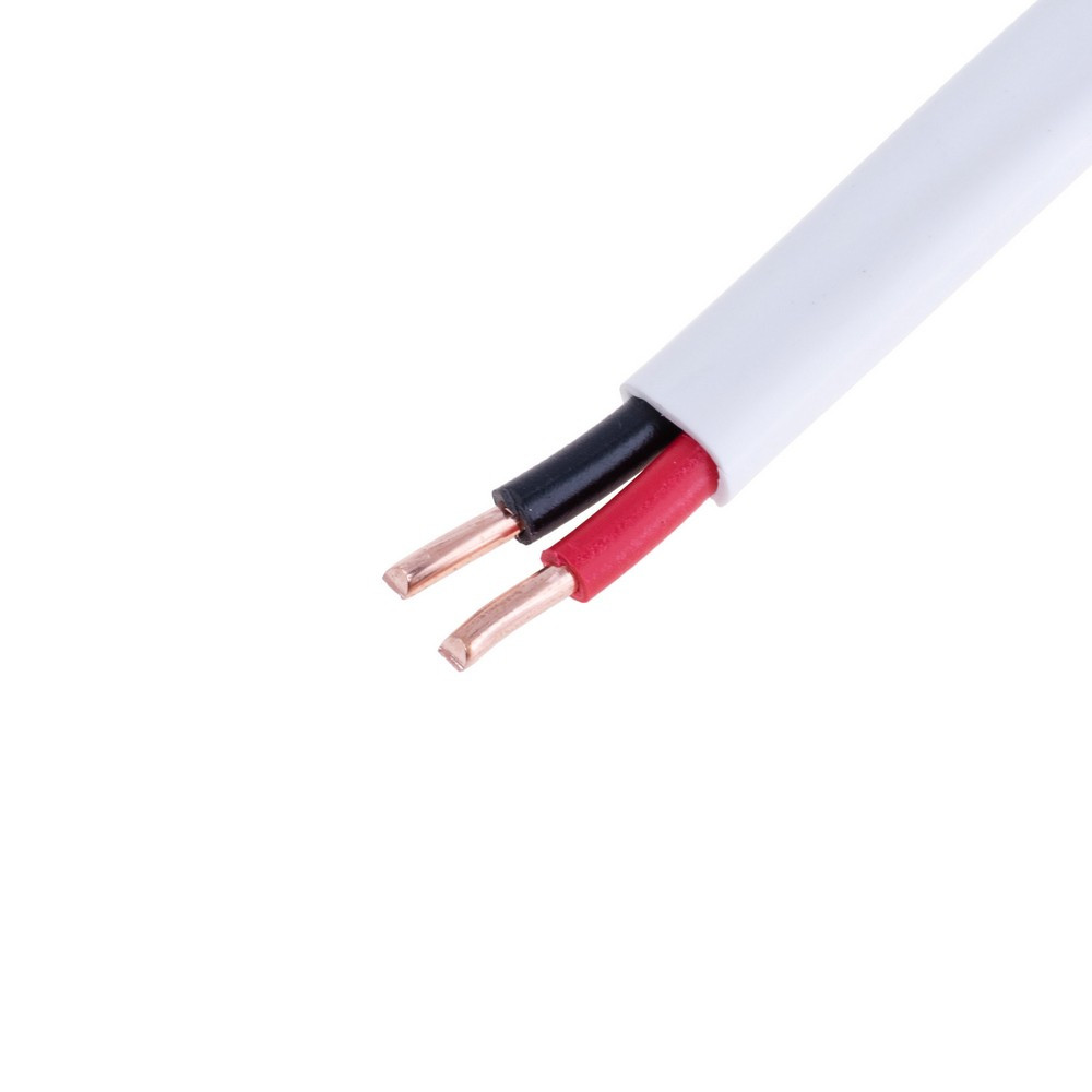 Провід плоский 2x4mm² одножильний в білій оболонці 12AWG (PVC, 2xD2.25mm) чорний, червоний, 1м