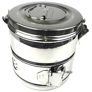 Коробка стерилізаційна з неіржавкої сталі Schimmelbusch No 3. Діаметр 150 мм, висота 150 мм, об'єм 2,6 л