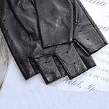 Шкіряні рукавиці без пальців. Перчатки для водіння, фото 3