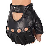 Шкіряні рукавиці без пальців. Перчатки для водіння, фото 4