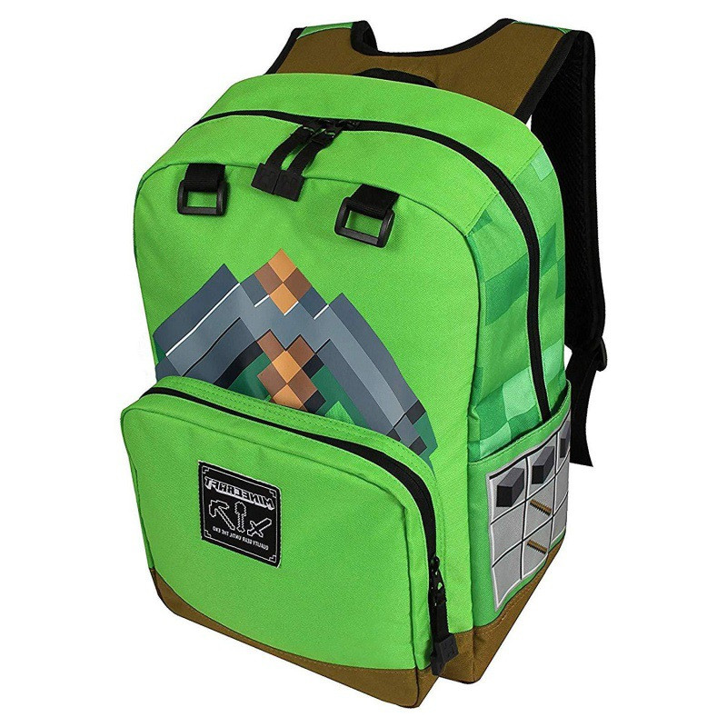 Рюкзак Minecraft "Крипер/Кирка" — Шкільний/Міський для фанатів гри (Зелений), фото 1