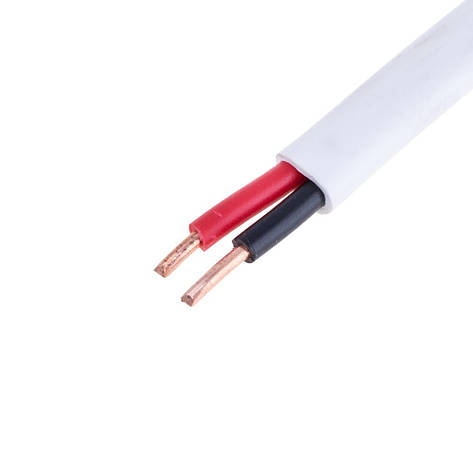 Провід плоский 2x2.5mm² одножильний в білій оболонці 14AWG (PVC, 2xD1.78mm) чорний, червоний, 1м, фото 1