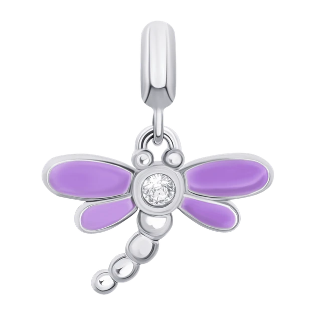Кулон UmaUmi Бабка з фіолетовою емаллю та фіанітами, фото 1