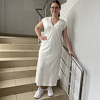 Сукня жіноча довга пряма рубчик без карманів 48 біла
