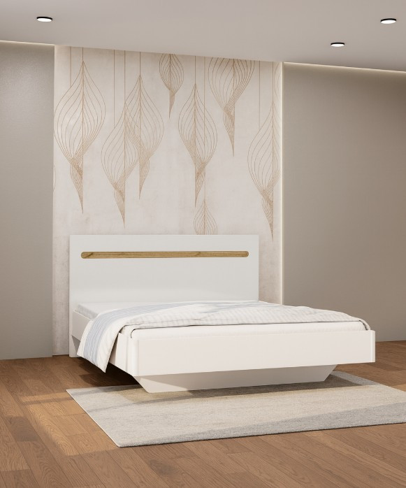 Ліжко двоспальне 160 Б'янко Біла МДФ, фото 1