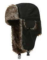 Чоловіча зимова шапка-ушанка Trooper чорна, тепла вітрозахисна водонепроникна шапка для зими, активного відпочинку