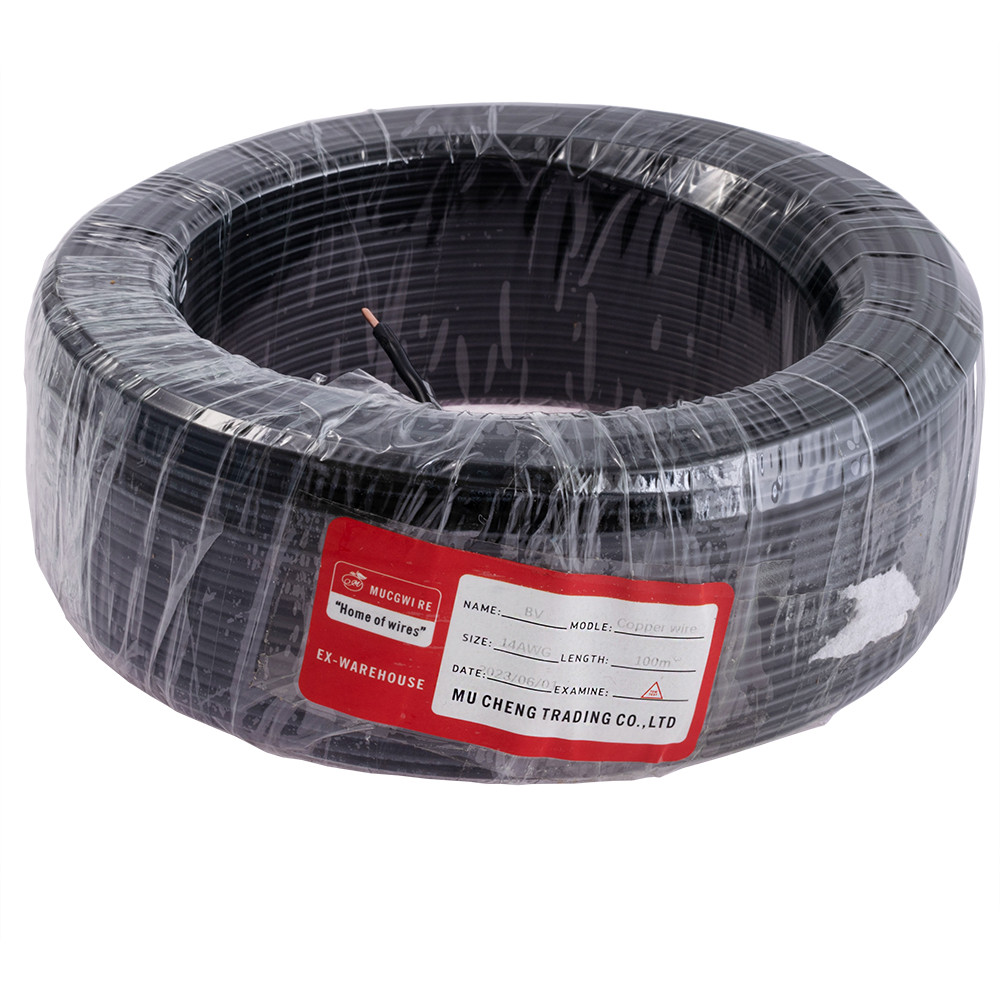 Провід одножильний 2.5mm² (14AWG, 1xD1.78мм, мідь, PVC), чорний, 1м
