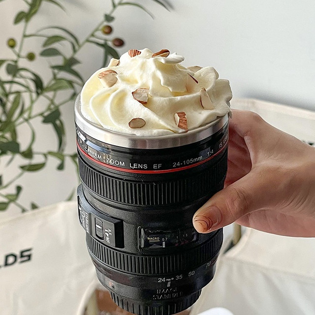 Термокружка объектив. Термостакан объектив фотоаппарата для горячих и холодных напитков