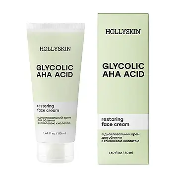 Відновлювальний крем для обличчя з гліколевою кислотою HOLLYSKIN Glycolic AHA Acid Face Cream, 50 мл (0213h)