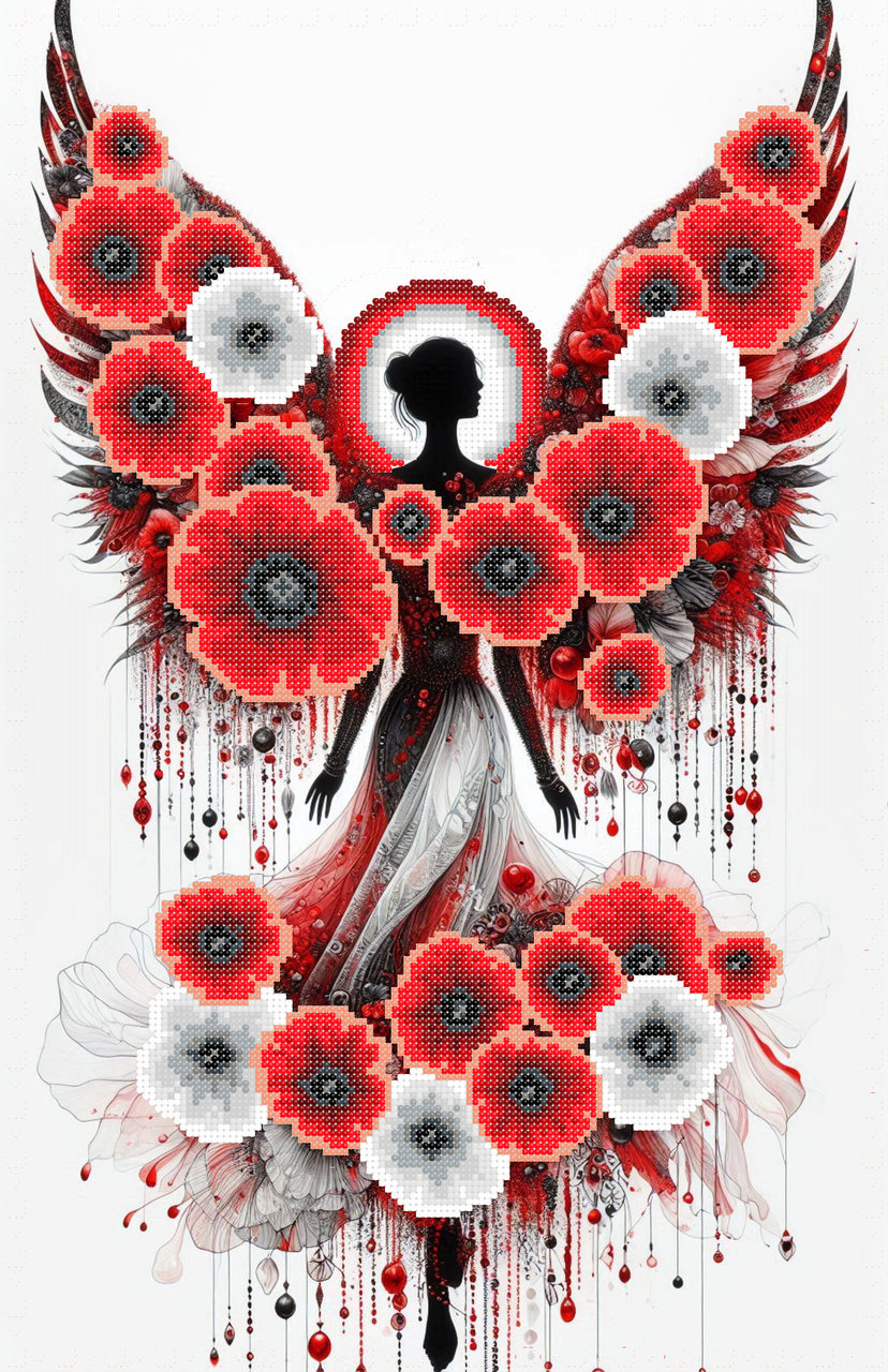 Схема для вишивки бісером ,, Білий Янгол Маки ,, Сб-3-169, фото 1