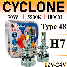 LED-лампи в фару з обманкою H7 12V-24V 70W 5500 K 18000L CYCLONE Type 48