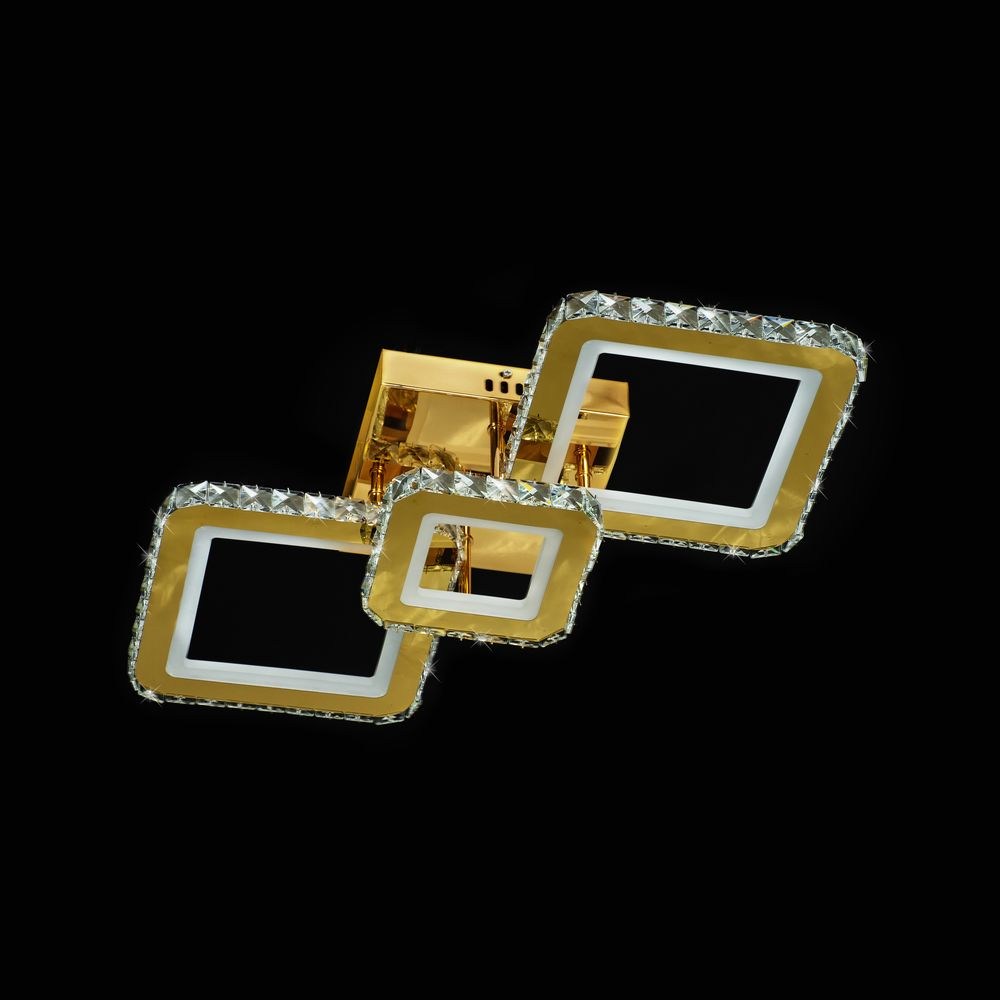 Люстра-квадрати світлодіодна з пультом керування золото