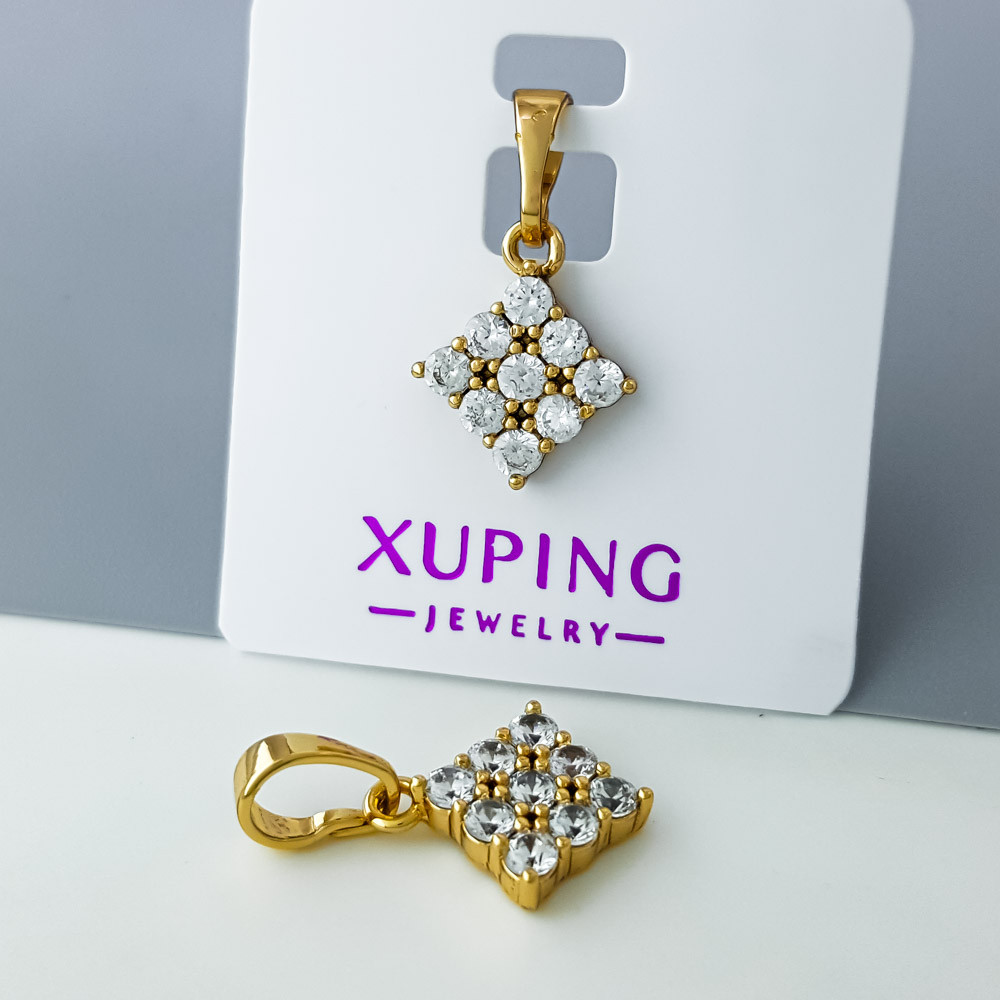 Кулон Ромб зі вставкою цирконія, медзолото Xuping 18К, фото 1