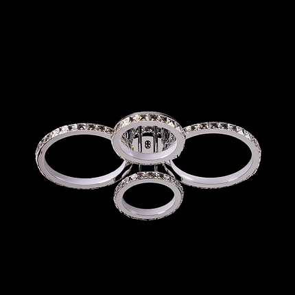 Сучасна LED люстра з кристалами 200Вт – стельовий світильник з кільцями, фото 1