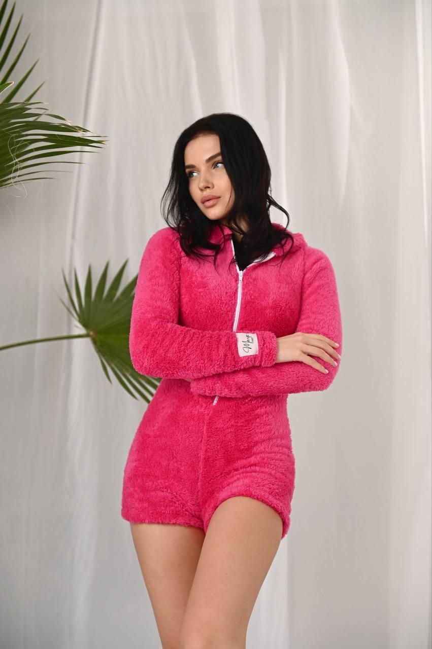 Домашній комбінезон піжамка малинового кольору, фото 1