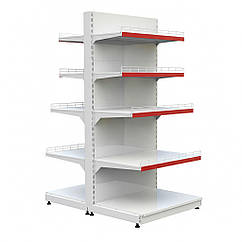 Стелаж двосторонній 1900х950 мм, приставний торговий стелаж, стелаж для промтоварів, стелаж для іграшок, стелаж для взуття