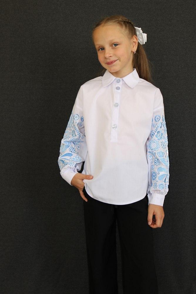 Вишита блуза "Лада" з блакитною вишивкою, фото 1