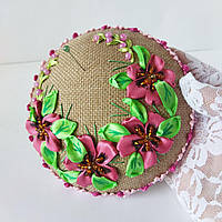 Гольниця текстильна з вишивкою стрічками Квіті