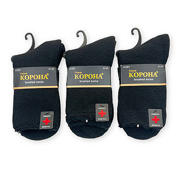 Чоловічі махрові шкарпетки без гумки з вовною альпаки Корона