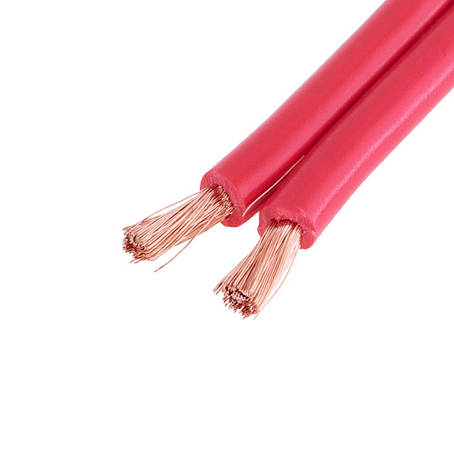 Провід живлення плоский 2-жильний 12AWG (4mm² PVC, 212/0.15/AS) червоний з чорною полоскою, фото 1