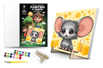 Набір для розпису по номерах 25х25 см QB900-077 "Мишка і Сир" qbee