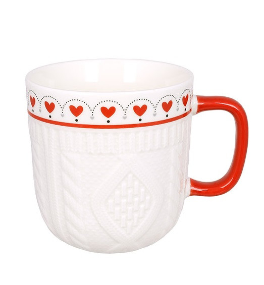 Кружка порцелянова Happy Holidays в'язаний орнамент у подарунковій упаковці, фото 1