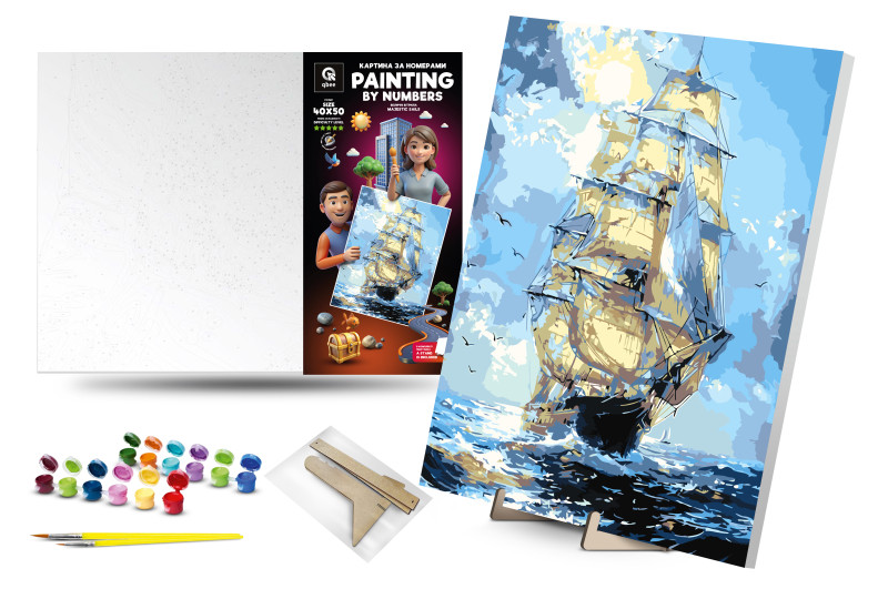 Набір для розпису по номерах Величні вітрила 40х50 см qbee, фото 1