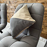 М'який стілець GARDA зі спинкою з ніжно-сірого велюру люкс на металевому чорному каркасі, фото 4