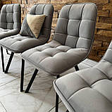 М'який стілець GARDA зі спинкою з ніжно-сірого велюру люкс на металевому чорному каркасі, фото 5