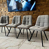 М'який стілець GARDA зі спинкою з ніжно-сірого велюру люкс на металевому чорному каркасі, фото 10