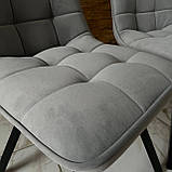 М'який стілець GARDA зі спинкою з ніжно-сірого велюру люкс на металевому чорному каркасі, фото 8