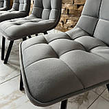 М'який стілець GARDA зі спинкою з ніжно-сірого велюру люкс на металевому чорному каркасі, фото 7