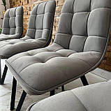 М'який стілець GARDA зі спинкою з ніжно-сірого велюру люкс на металевому чорному каркасі, фото 3