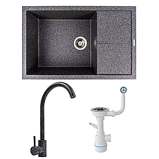 Комплект: мийка VALESO CALYPSO 7950 + змішувач Q411MB + сифон графіт