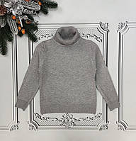 Дитячий светр з високим коміром, сірий гольф в'язаний з ангорою