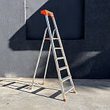 Драбина стрем'янка алюмінієва одностороння на 6 сходинок, фото 10