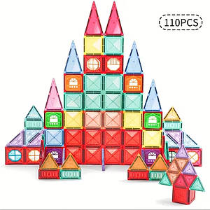 Конструктор магнітний розвивальний 3D Magnetic Blocks на 110 різнобарвних деталей